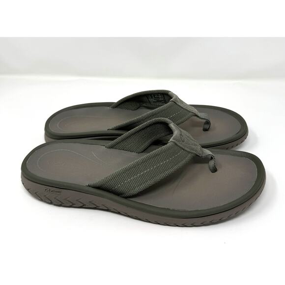 Clarks Men's Wesley Belt Flip-Flop, Olive Textile, Size 11 - Picture 3 of 7